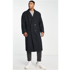 CHAPS Ralph Lauren Men’s Double-Breasted Overcoat in Black